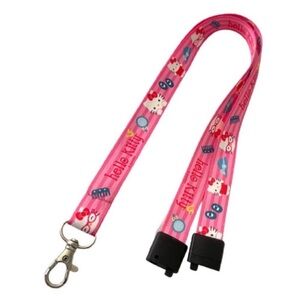 Hello Kitty Lanyard Key Card Holder Easy Snap Clasp Pink White